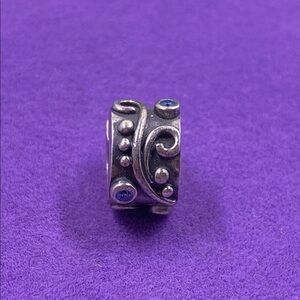 💛 Retired Sterling Silver Pandora Tendril Blue CZ Charm Clip